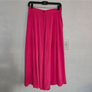 Dusan Pleated Cropped Palazzo in Hot Pink 100% silk Size 38